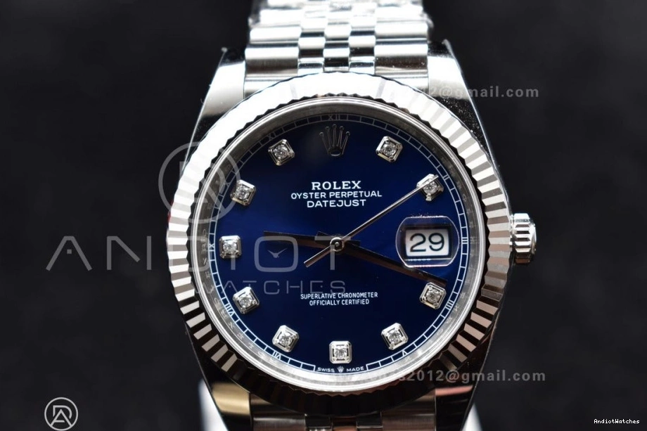 Clean 904L Jubilee Best 126334 Bracelet DateJust 41 Steel Diamonds VR On Dial 1:1 406 Neat SS Blue Edition 0102